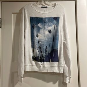 Wild fox graphic sweater palm trees